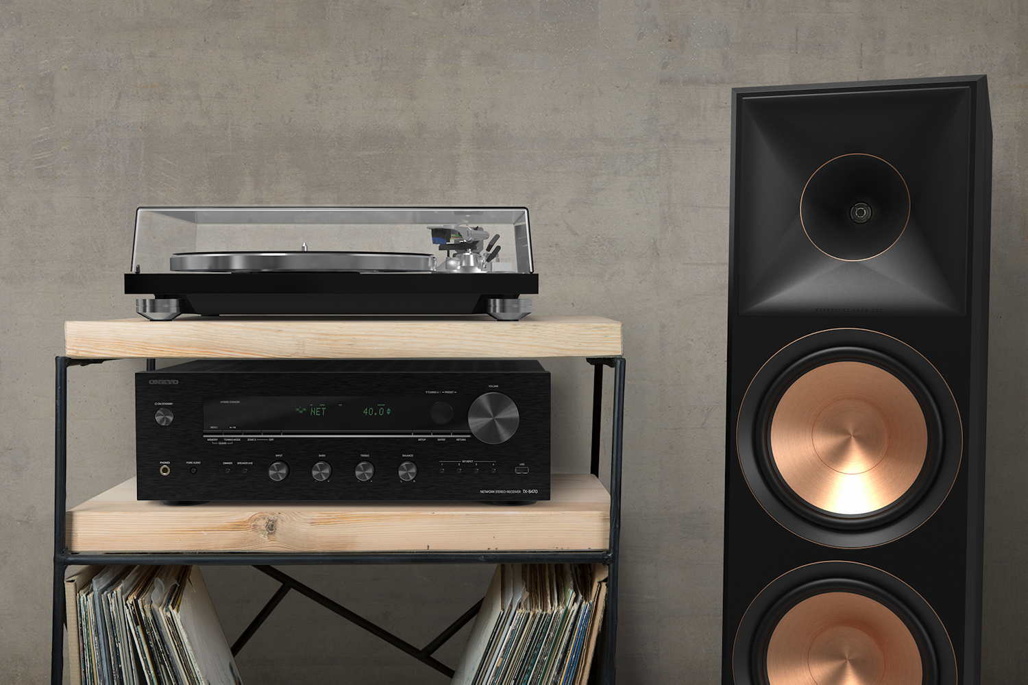 Onkyo Black TX 8470 MDC on Rack and RP 8000 F Beside 2000x1333