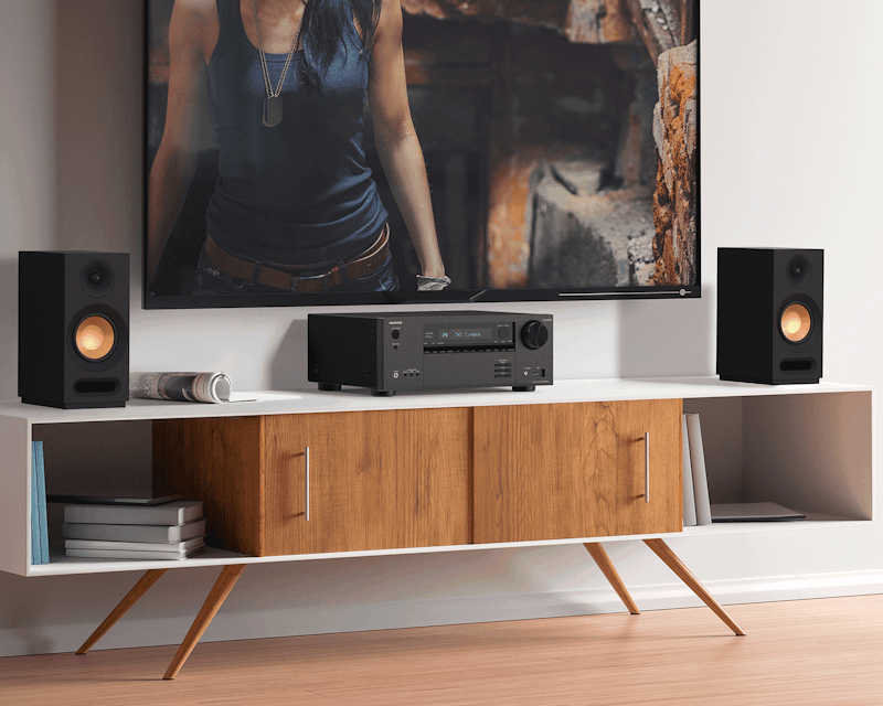 Onkyo TX NR6100 Klipsch KD Series Watching Movie 2000x1333