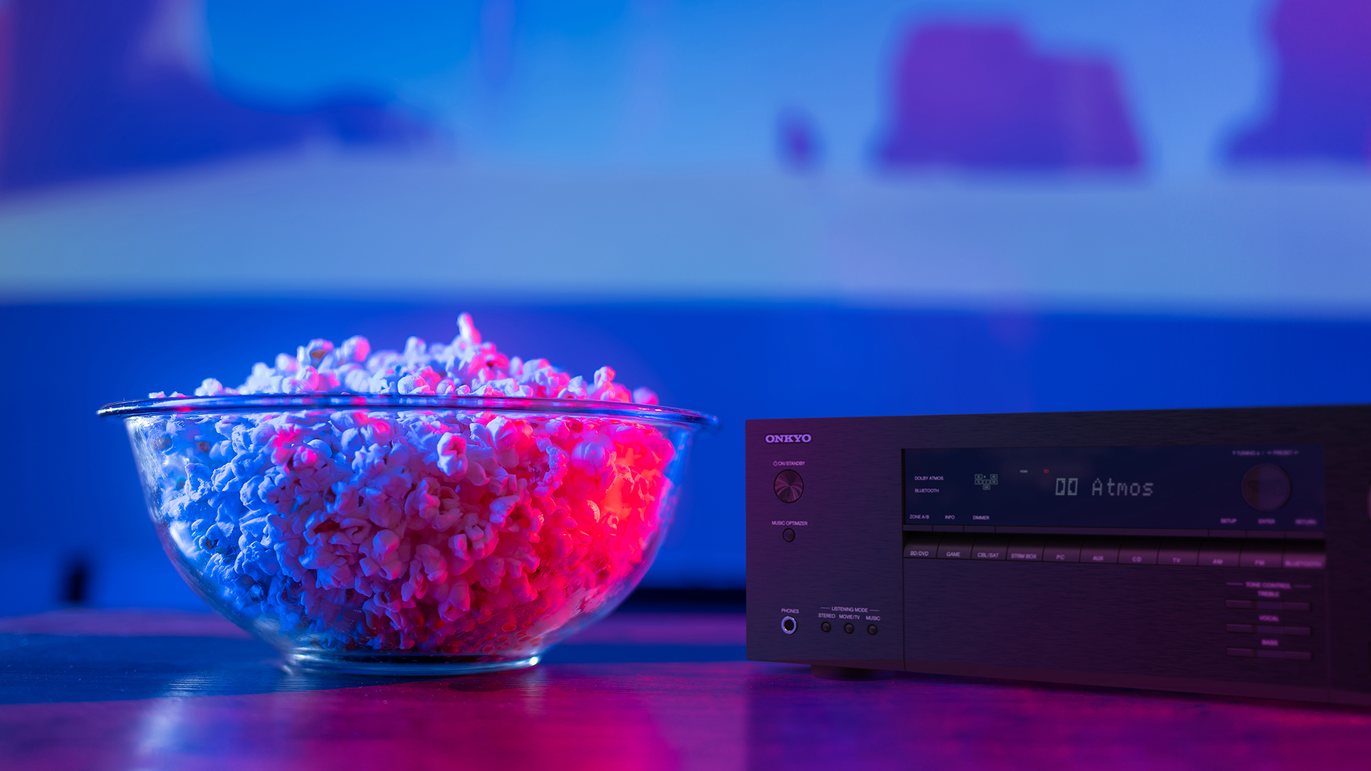 Onkyo TX SR3100 beside popcorn bowl 2000x1333
