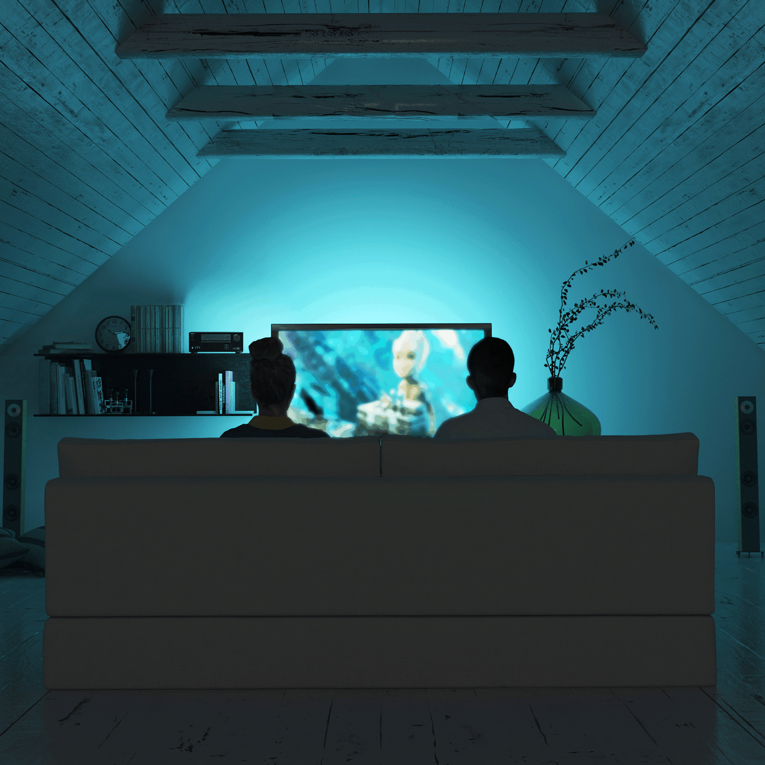 Onkyo TX SR494 Film Playing in Room Illuminated by TV 2000x2000