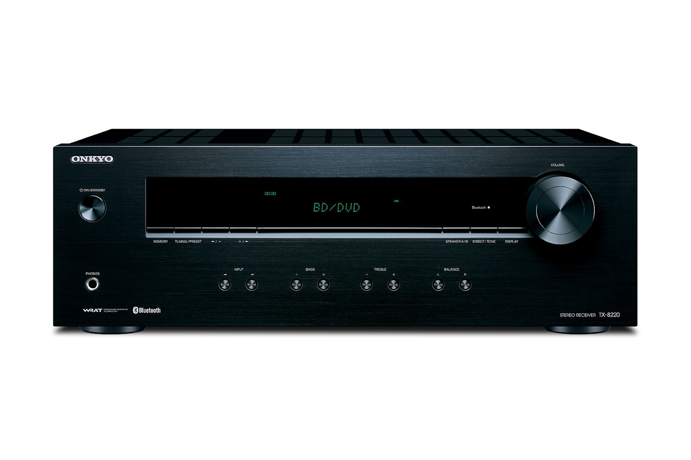Onkyo TX-8220 stereo receiver on white background